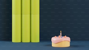 a birthday cake with a candle on top of it