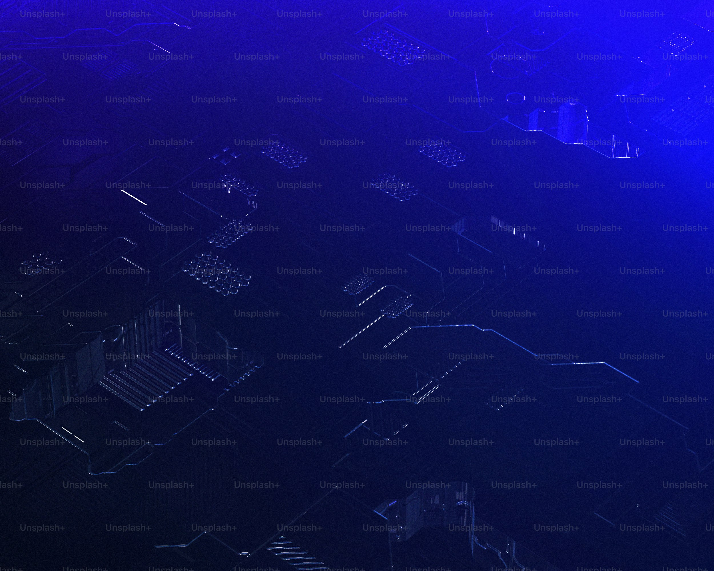 a blue and purple background with a computer keyboard