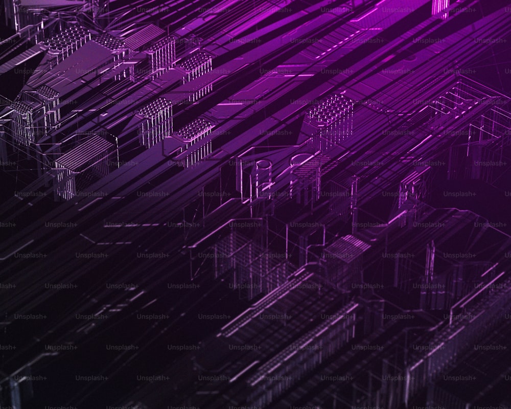 a purple background with a bunch of lines