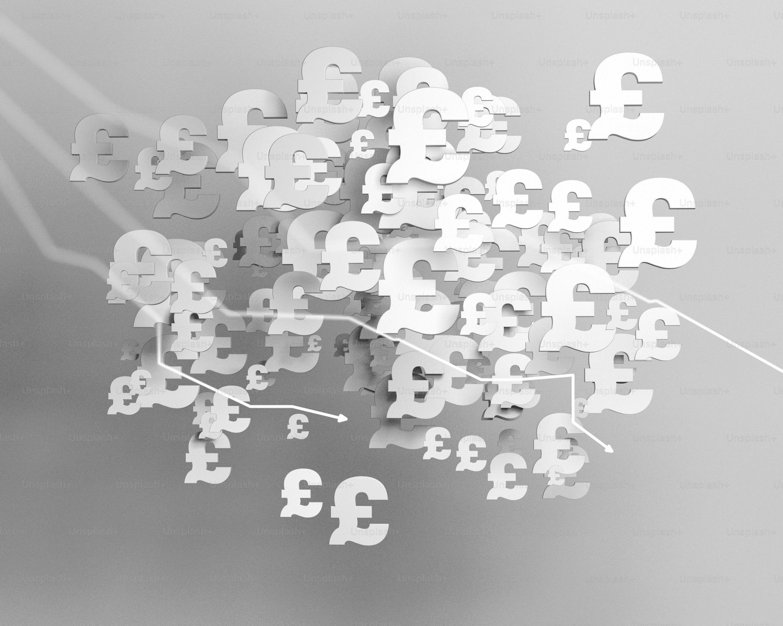 a bunch of currency symbols flying through the air