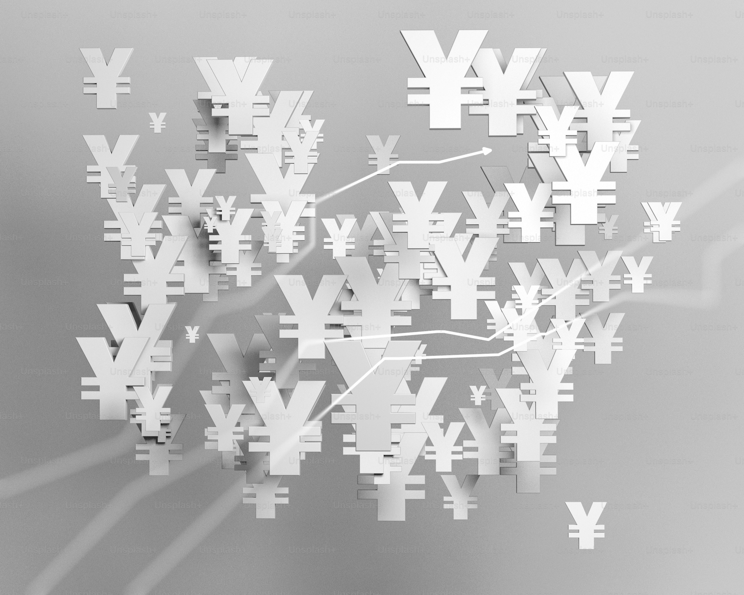 Un mucchio di frecce bianche volano nell'aria