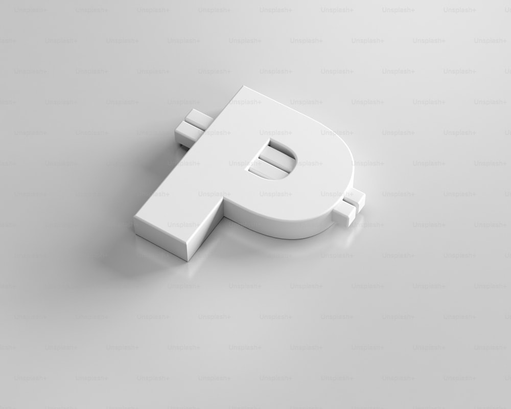 the letter p is made of white plastic