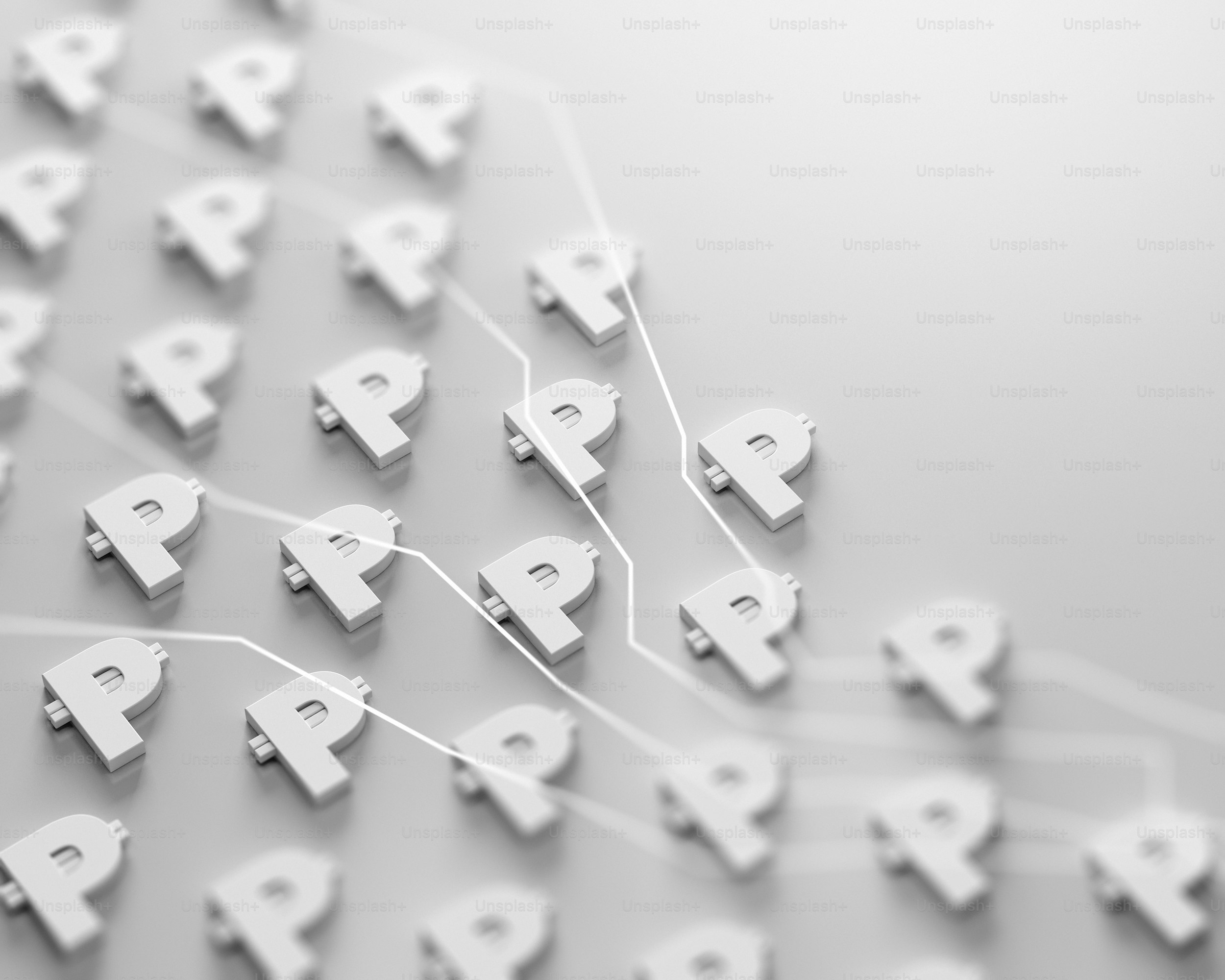 서로 연결된 흰색 문자 그룹