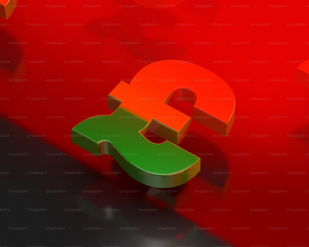 Un'immagine 3D di una lettera verde e rossa