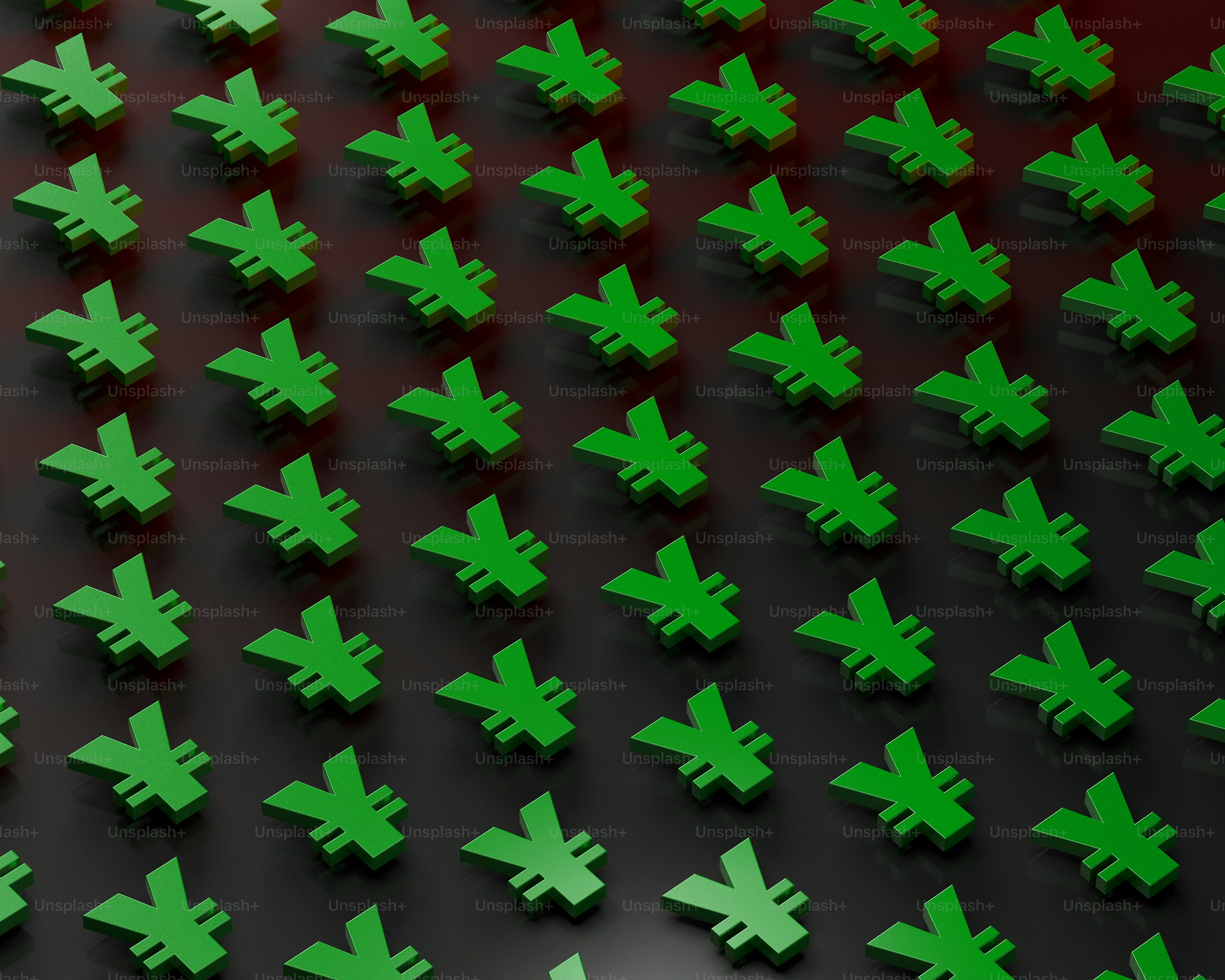 un grande gruppo di croci verdi su una superficie nera