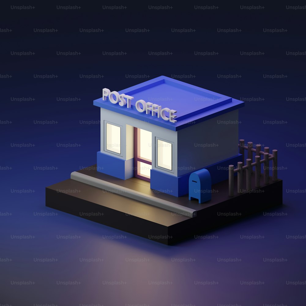 un petit bâtiment avec une enseigne qui dit bureau de poste