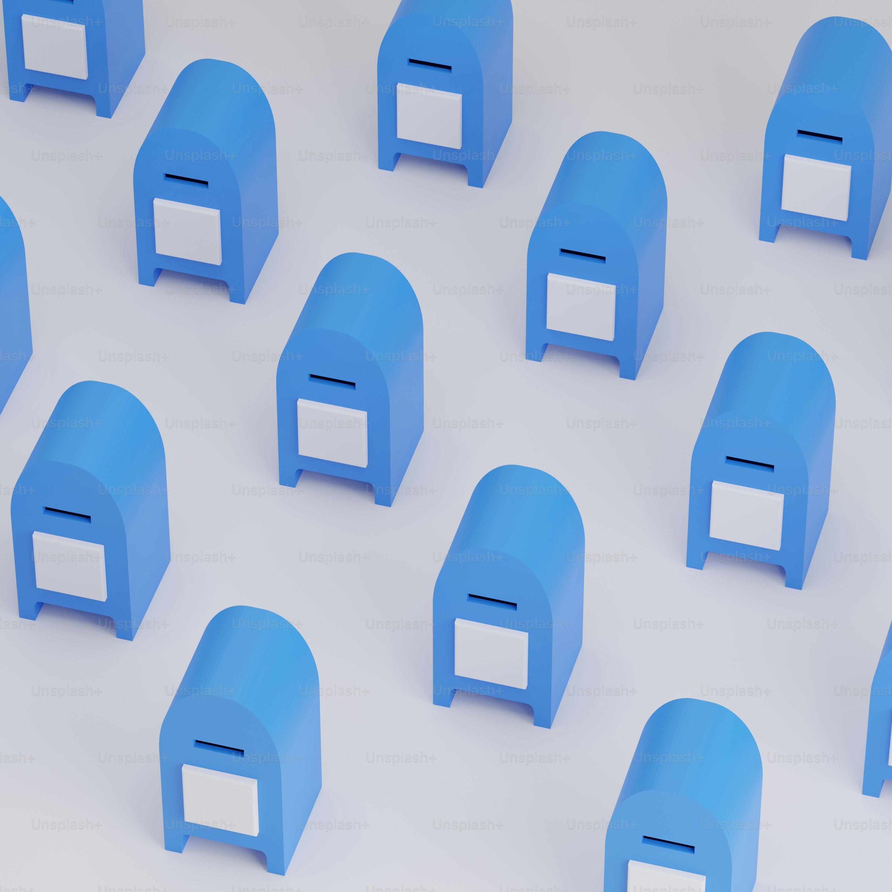 Un grupo de sillas azules sentadas una al lado de la otra