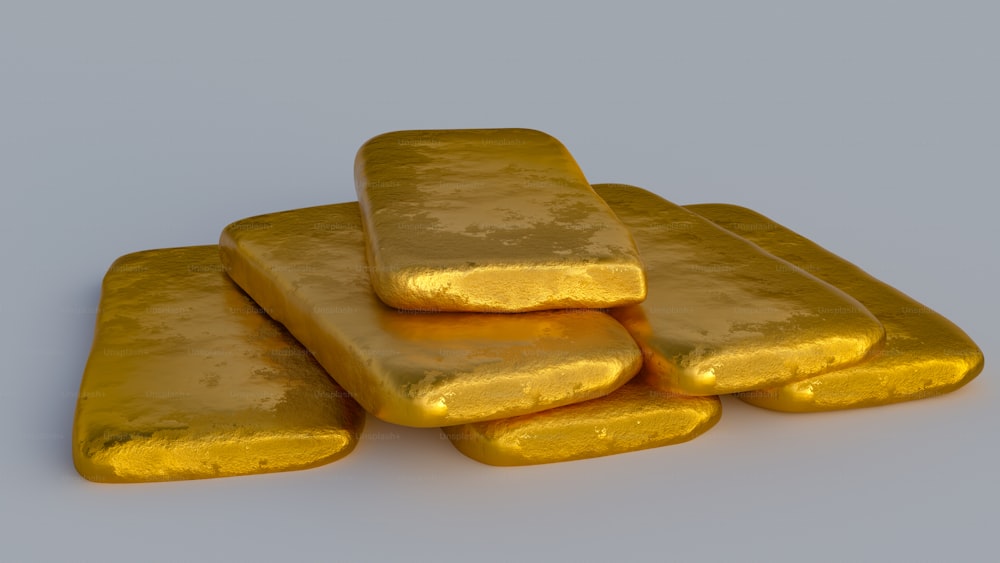 a pile of gold bars sitting on top of each other