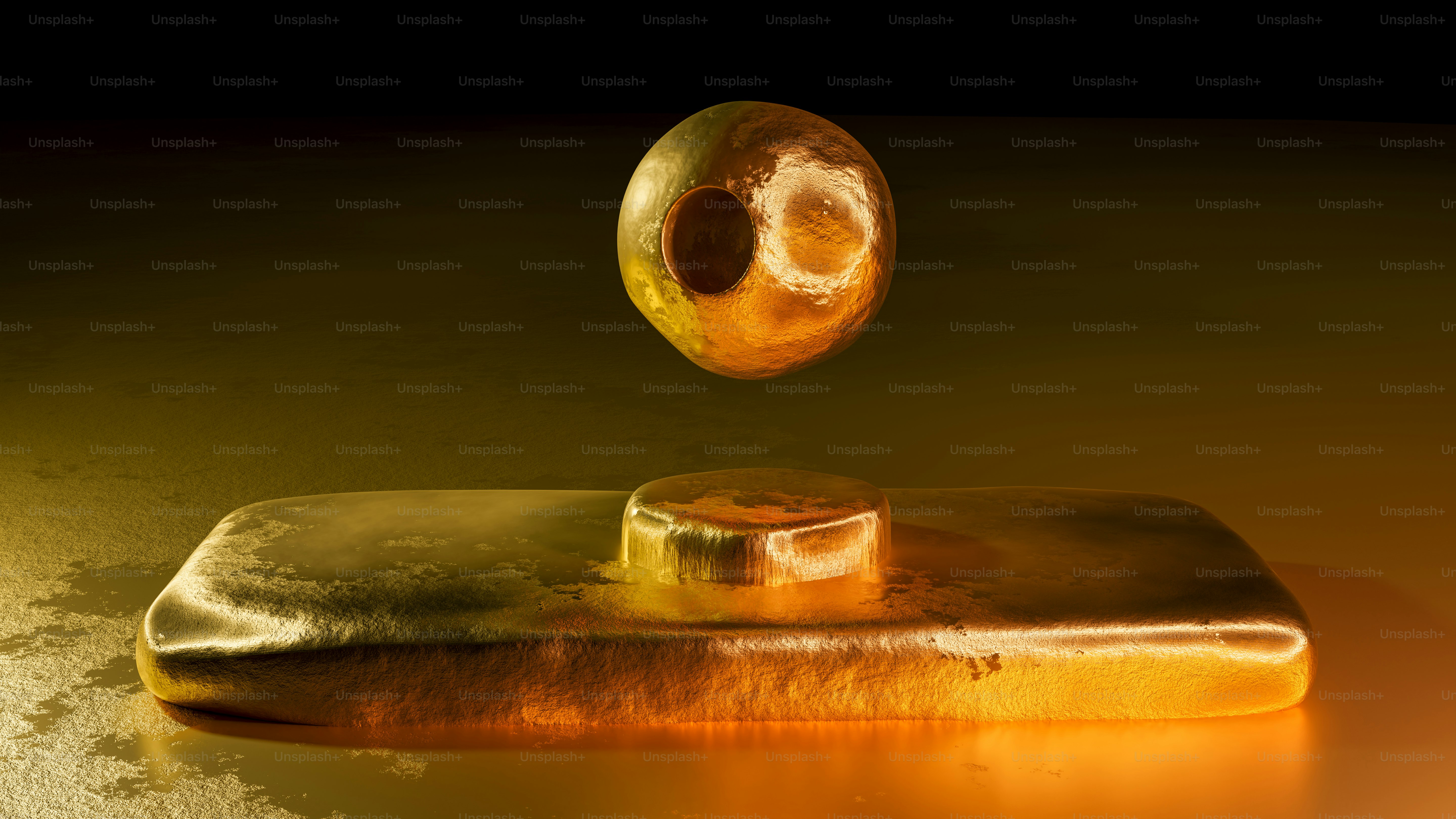 a piece of gold sitting on top of a table