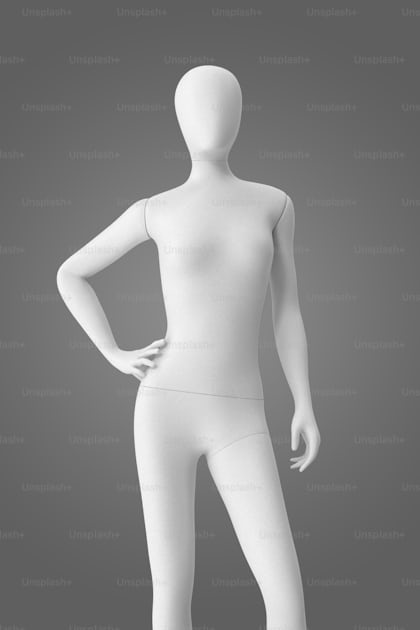 Black and white mannequin stand and hold their hands behind their backs.  Close view. 3D rendering on isolated background Stock Photo by  ©jjjj.444@mail.ru 309232194
