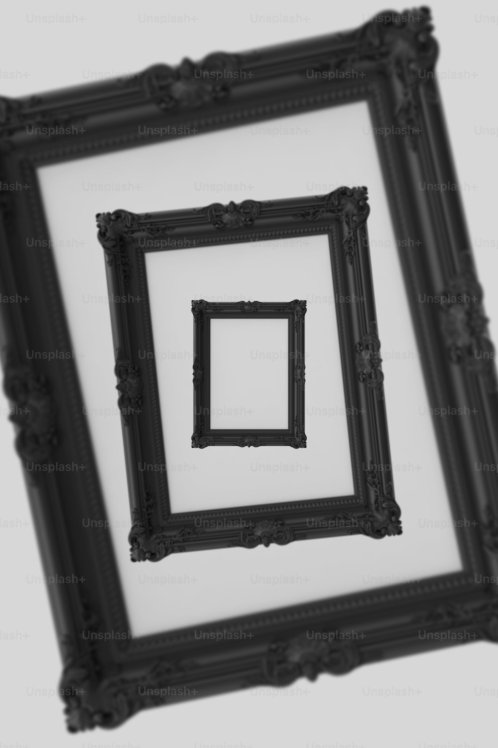 a square picture frame hanging from the ceiling