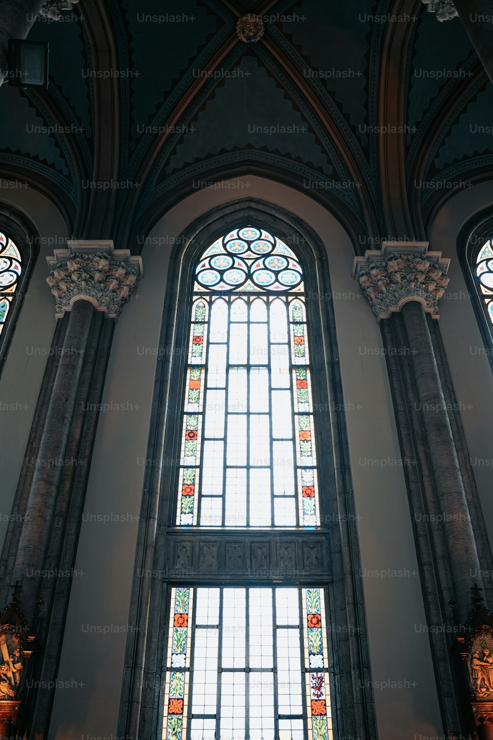 a couple of large windows in a building