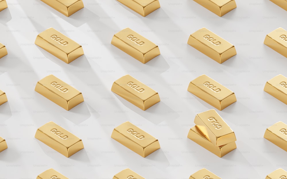 a group of gold bars sitting on top of each other
