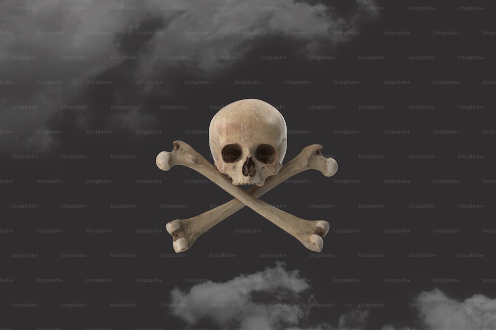 a skull and crossbones floating in the air