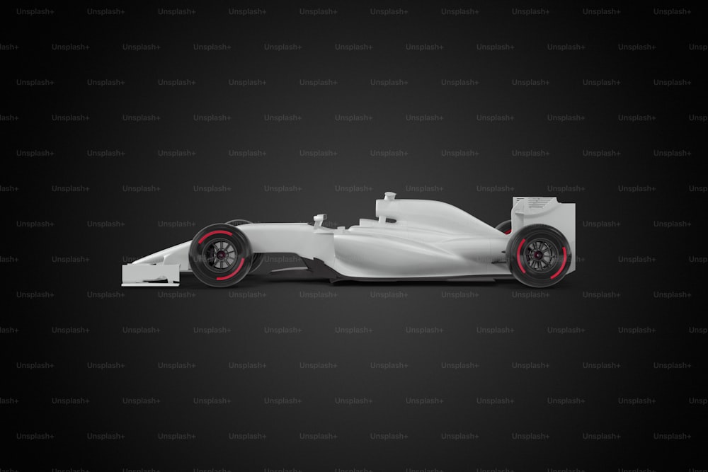 a white race car on a black background