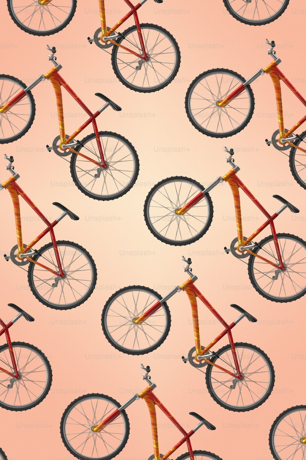 Un modello di una bicicletta su uno sfondo rosa