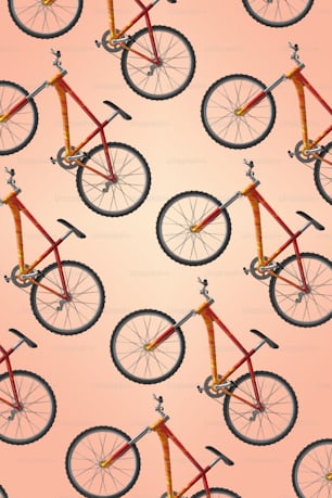 a pattern of a bicycle on a pink background