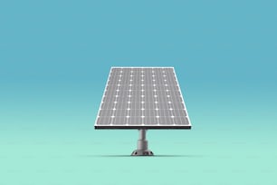 a solar panel on a metal stand on a blue background