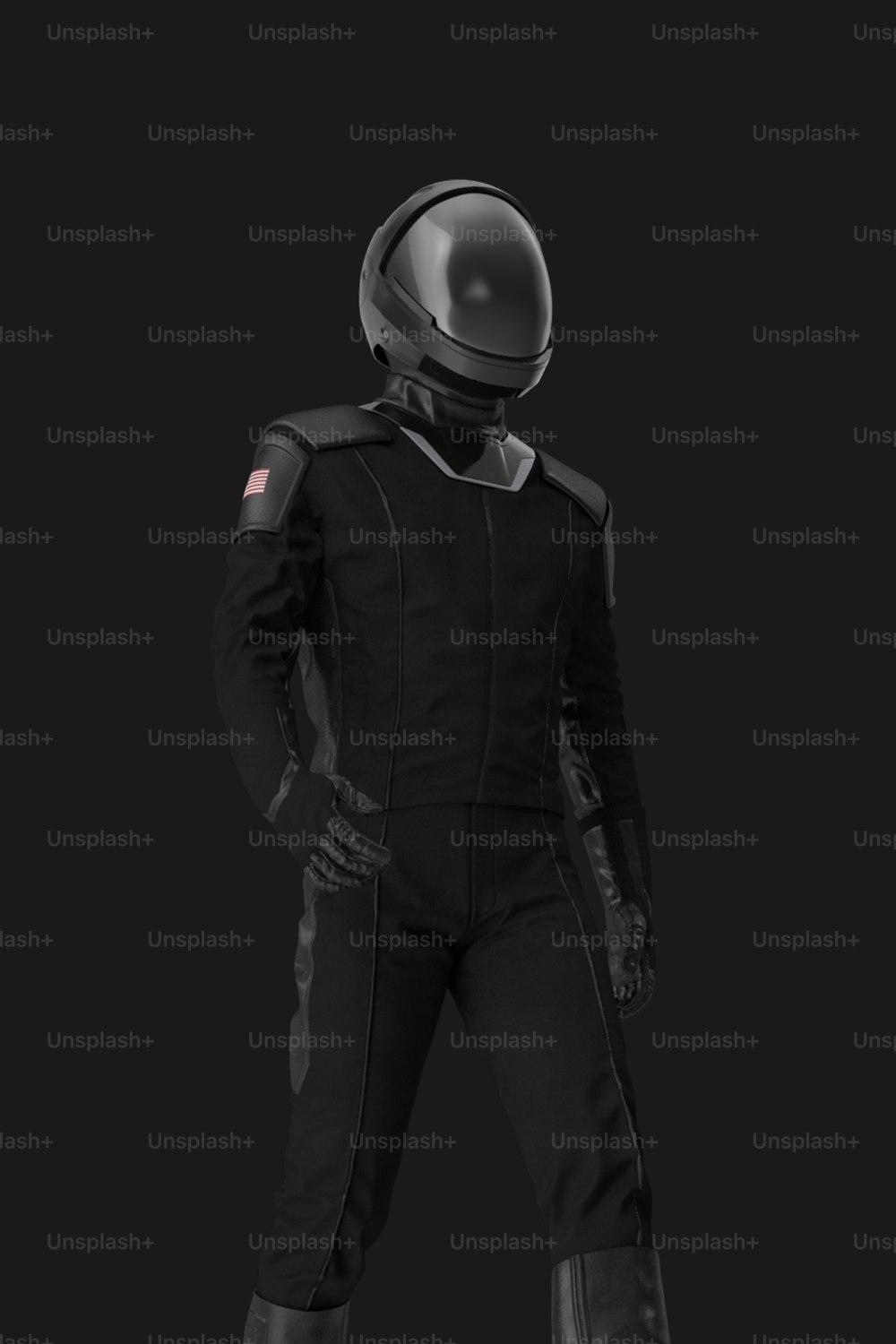 a person in a black suit and helmet