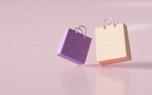 two shopping bags sitting side by side on a table