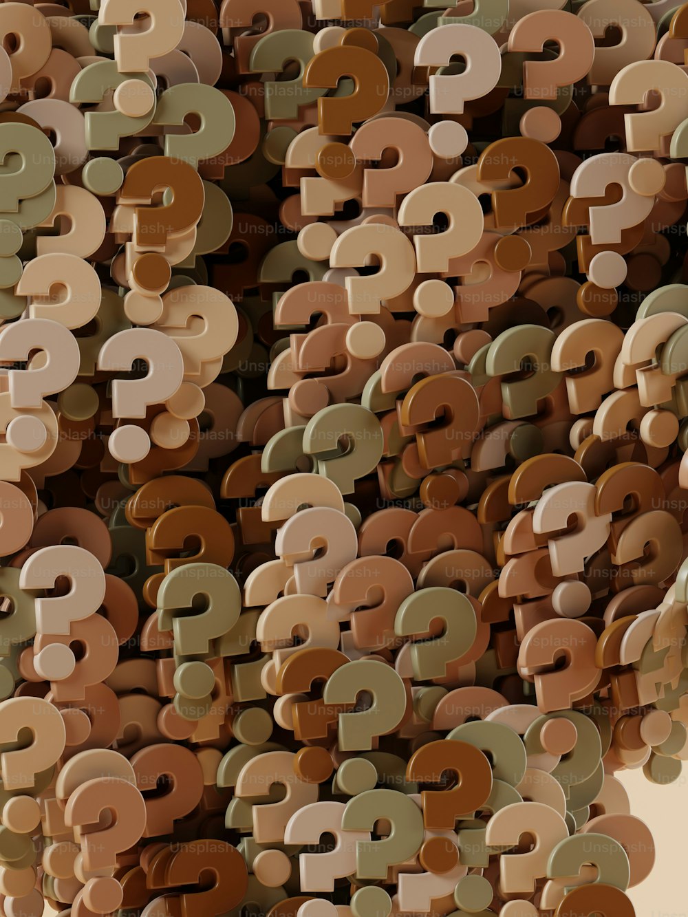 a large number of question marks on a wall