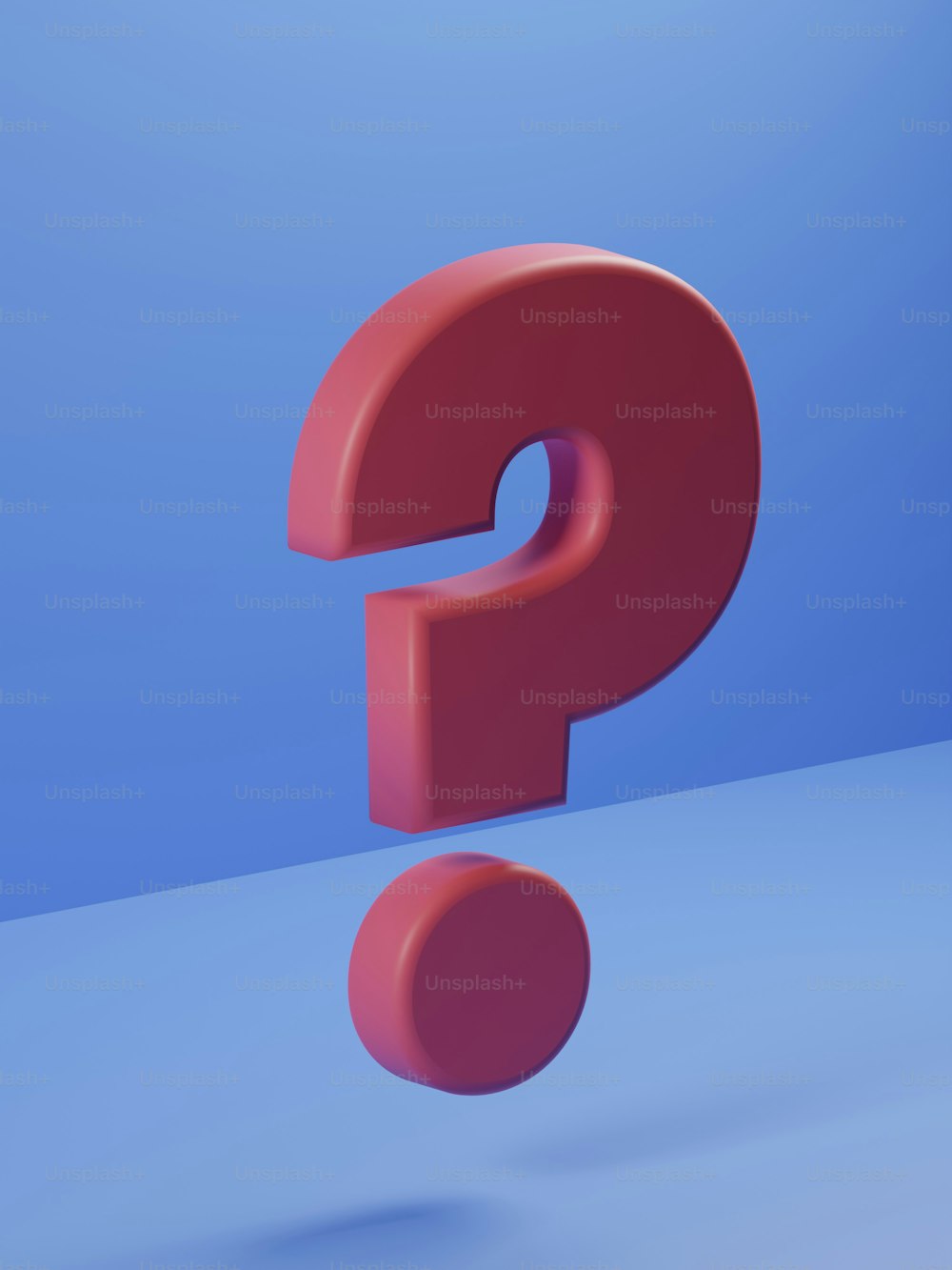 a red question mark on a blue background