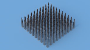 a bunch of nails on a blue background