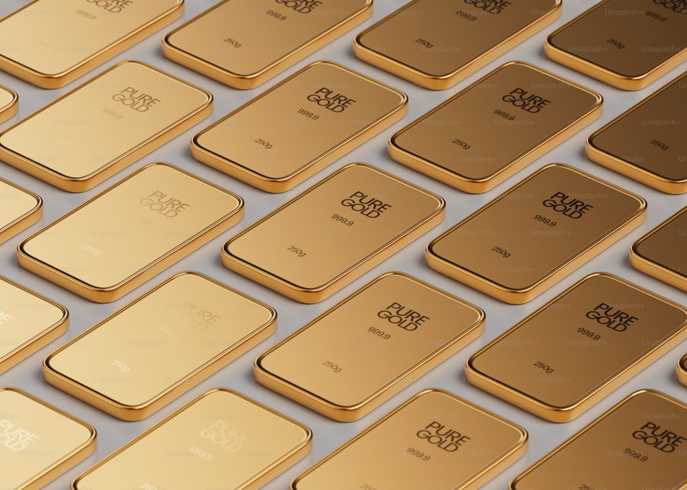 a close up of a computer keyboard with gold keys