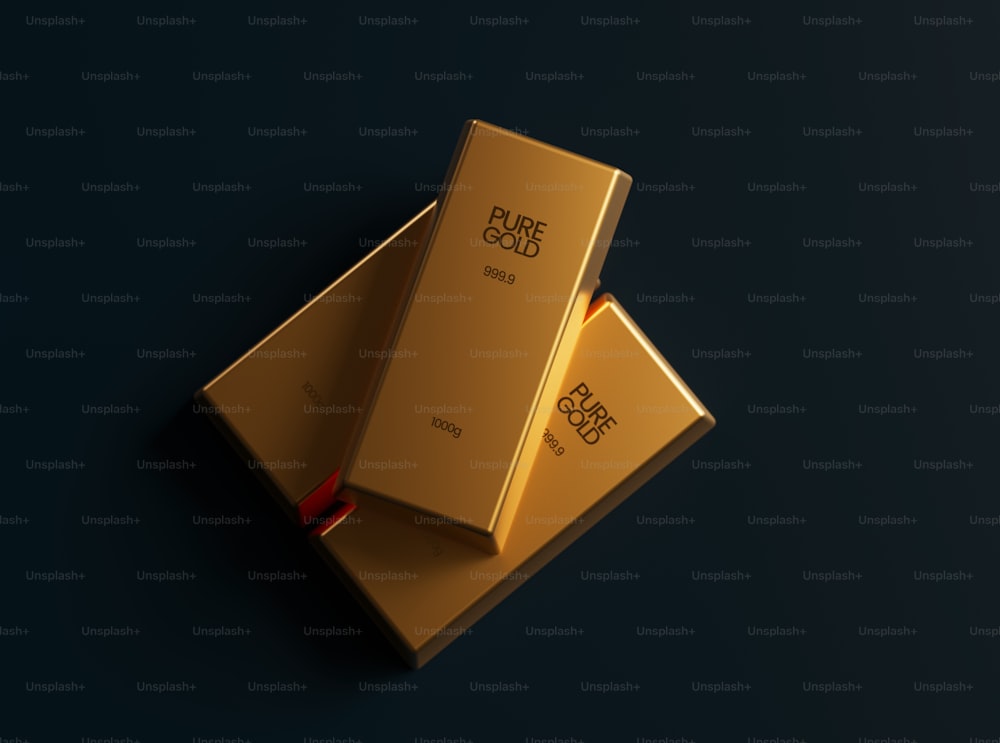 two gold bars sitting on top of each other