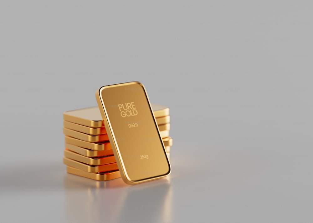 a stack of gold bars sitting on top of each other