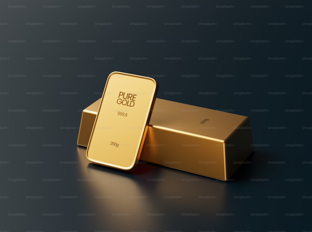 a gold bar sitting on top of a table