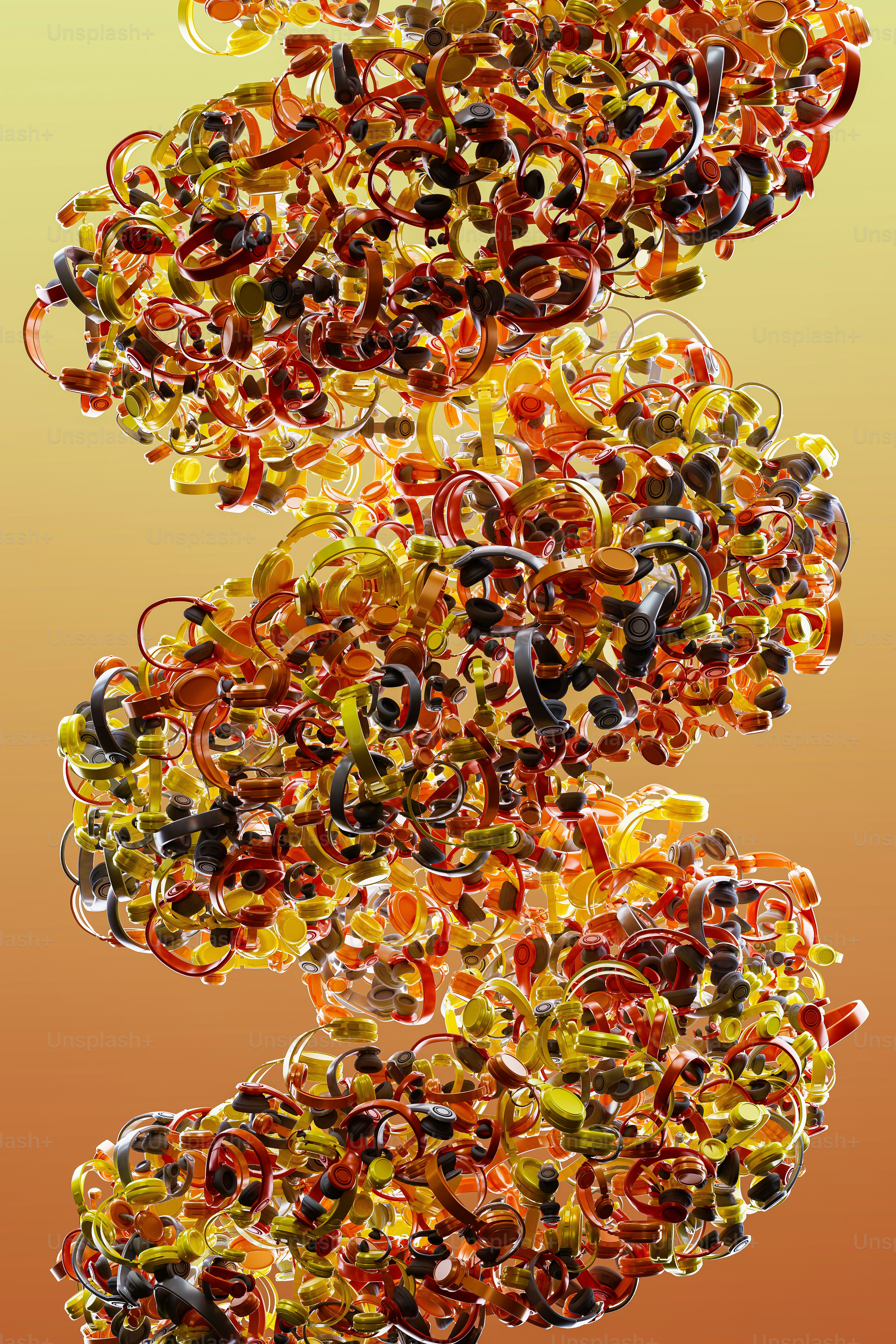 Un montón de cuentas de vidrio cuelgan de una cuerda