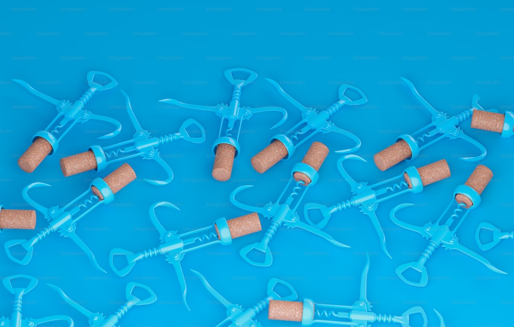 a group of medical equipment with a blue background
