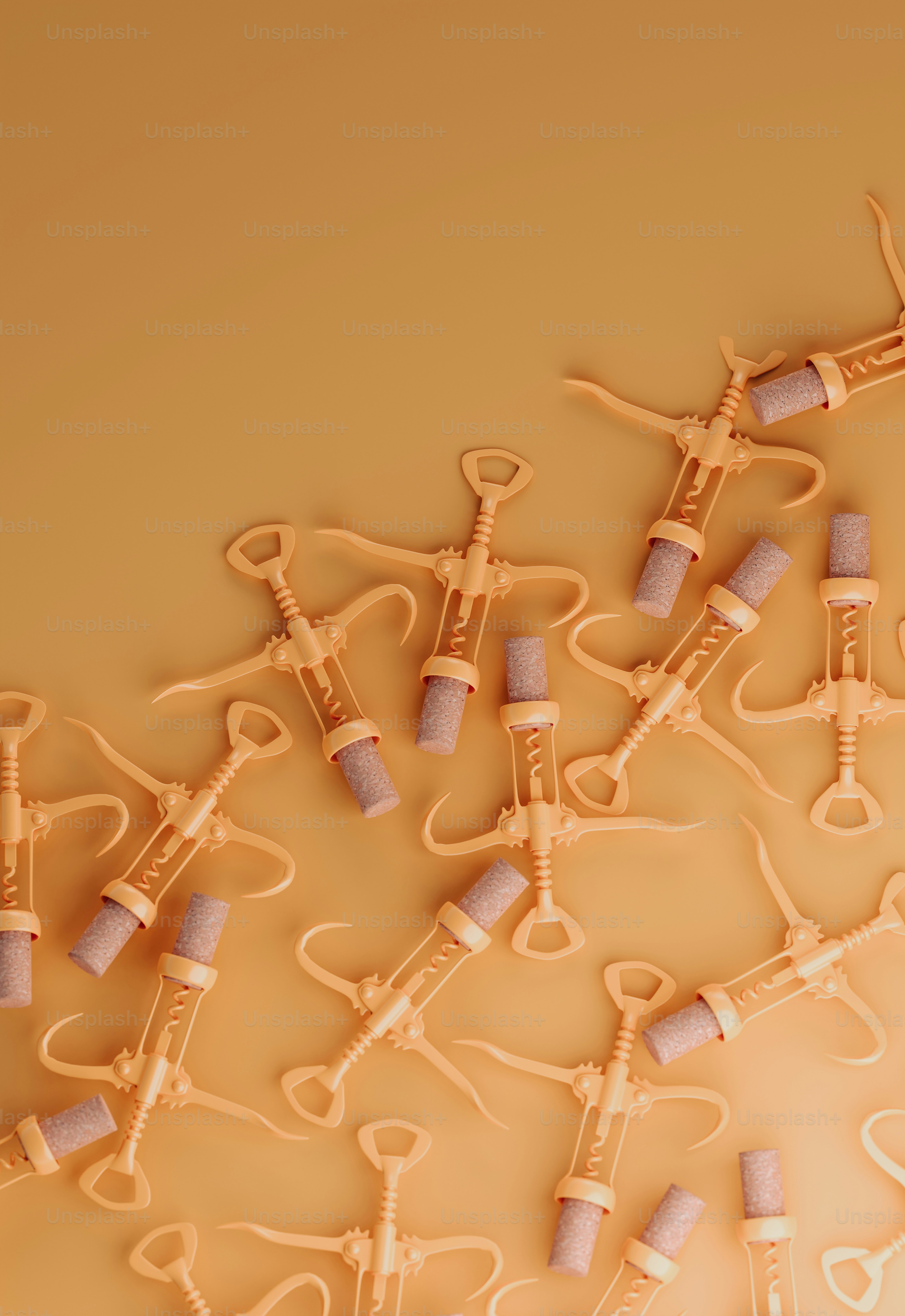 a group of medical instruments are arranged in a pattern