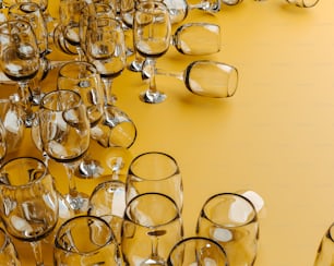 a group of wine glasses sitting on top of a table