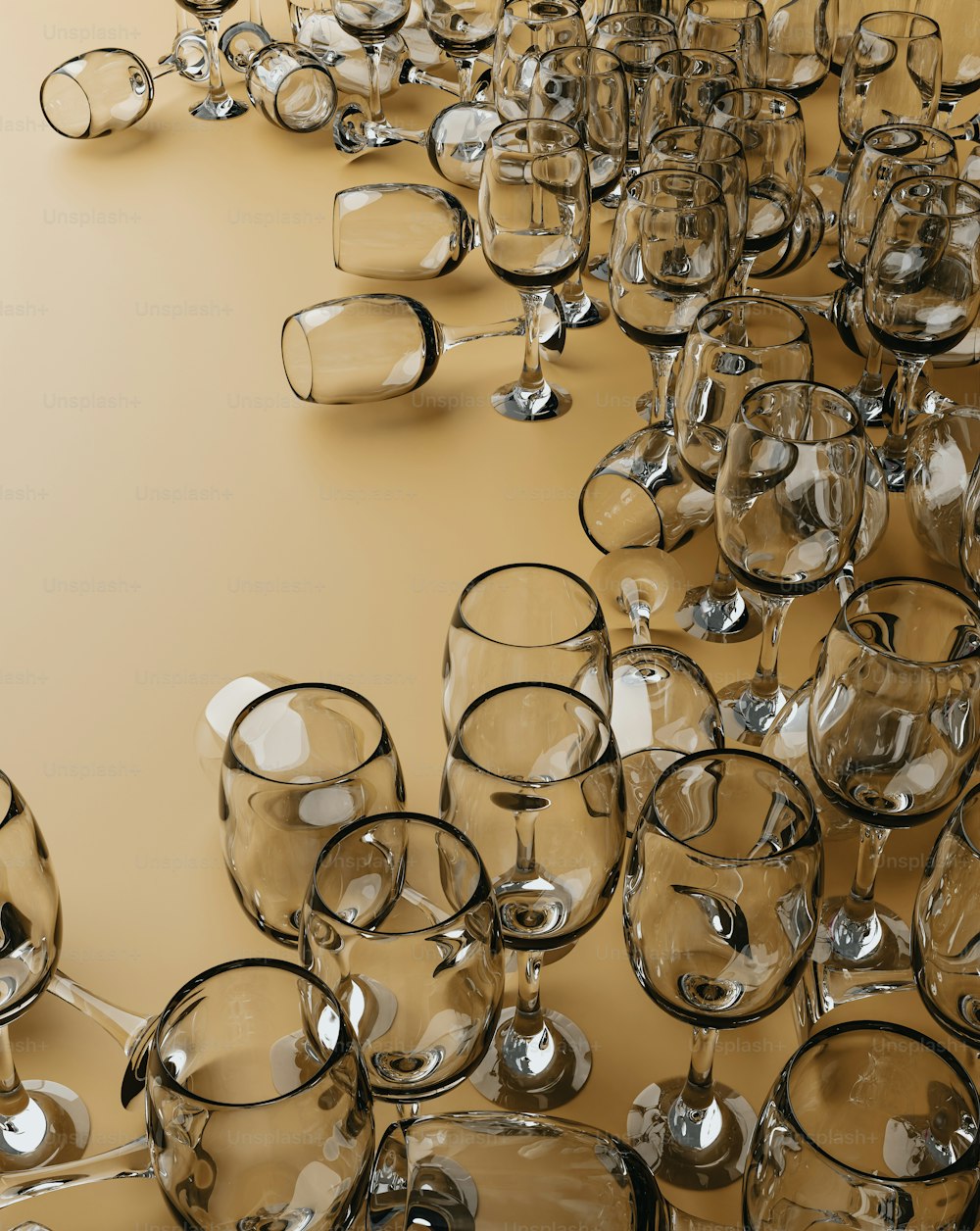 a group of wine glasses sitting on top of a table