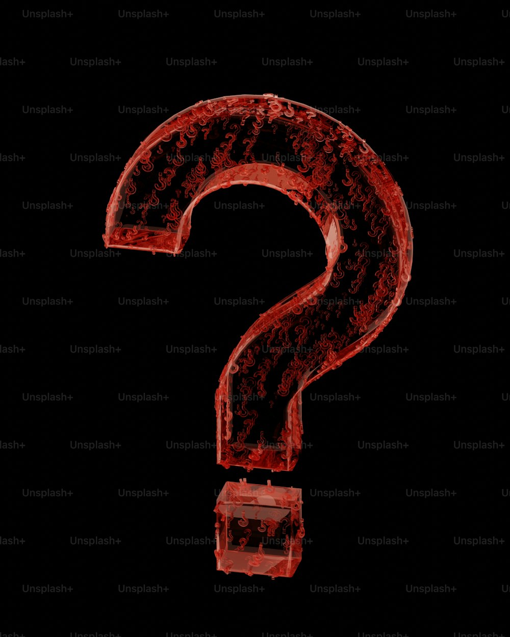 a red question mark on a black background