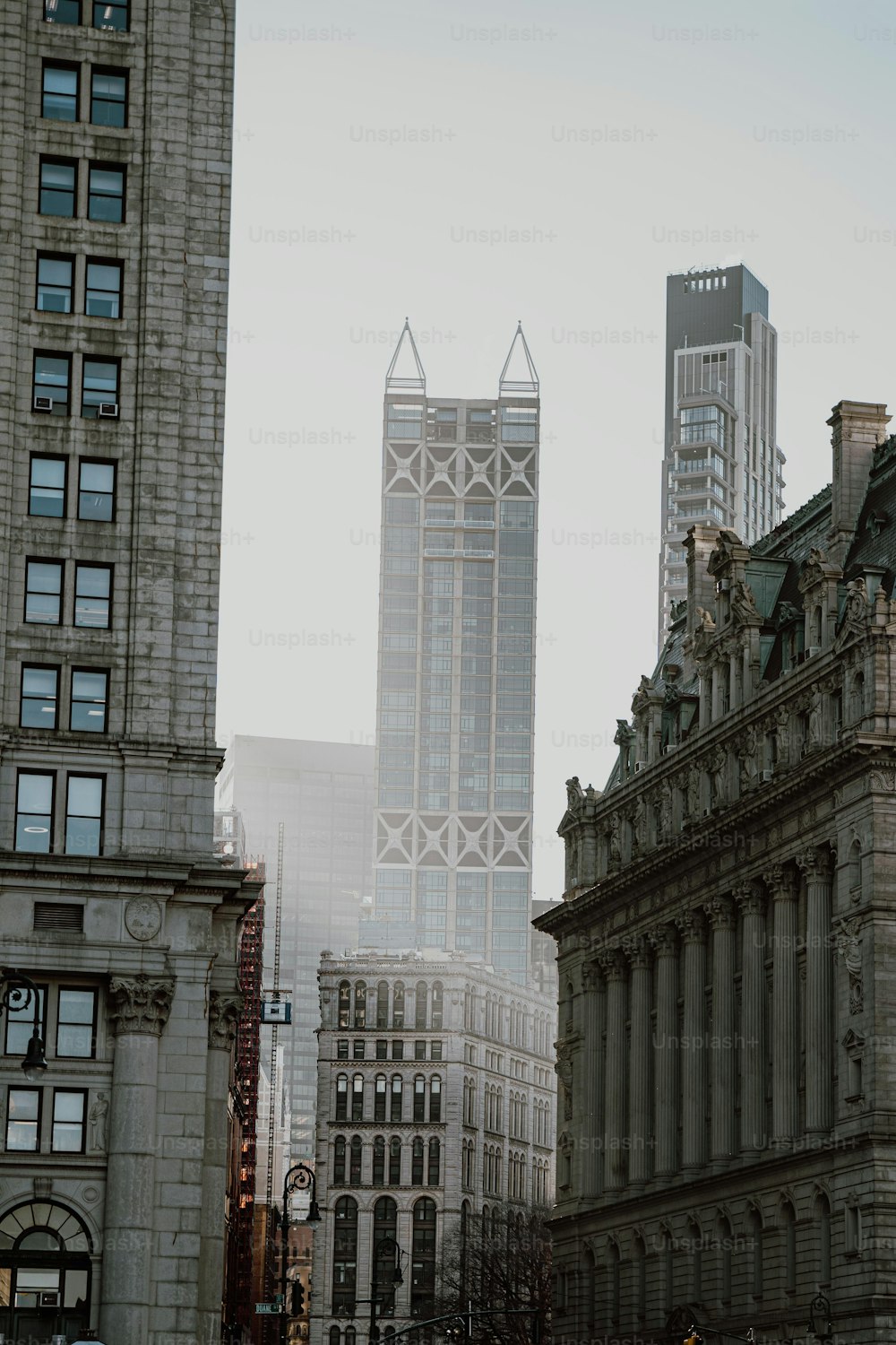 a group of tall buildings in a city