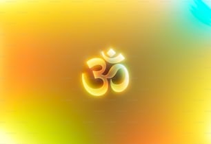 a picture of the om shan symbol on a blurry background