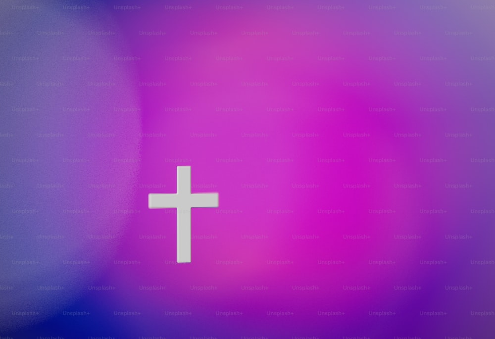 ein weißes Kreuz auf violettem und blauem Hintergrund