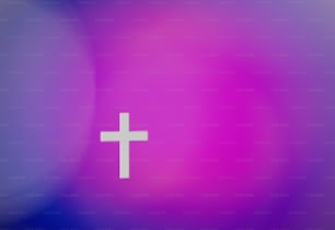 une croix blanche sur fond violet et bleu
