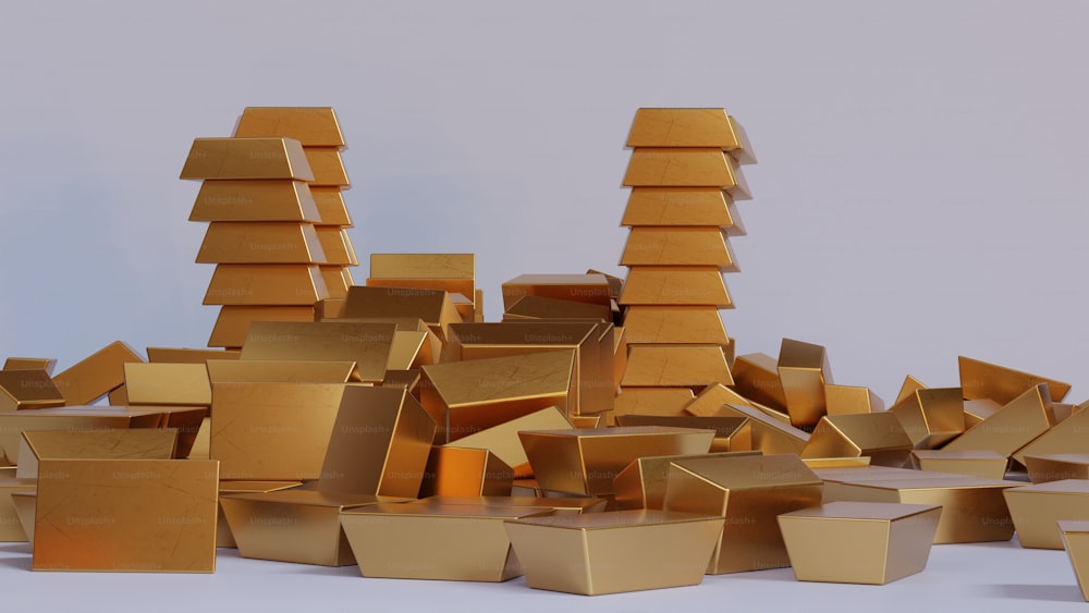 a pile of cardboard boxes sitting on top of each other