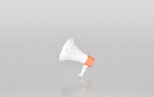 a white and orange bullhorn on a gray background