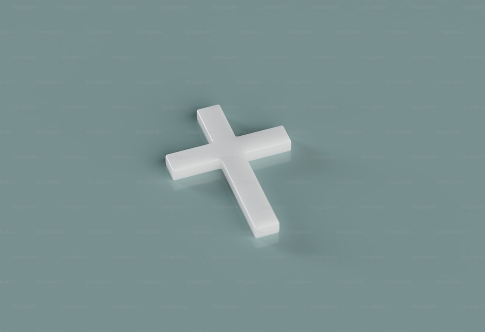 uma cruz branca em um fundo azul