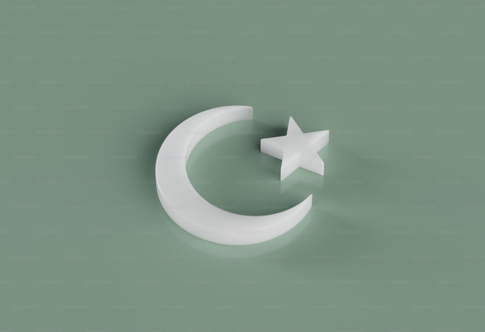 a crescent and star on a green background