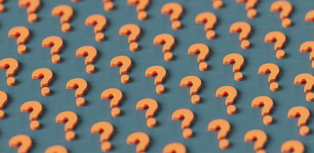 a group of orange question marks on a blue background
