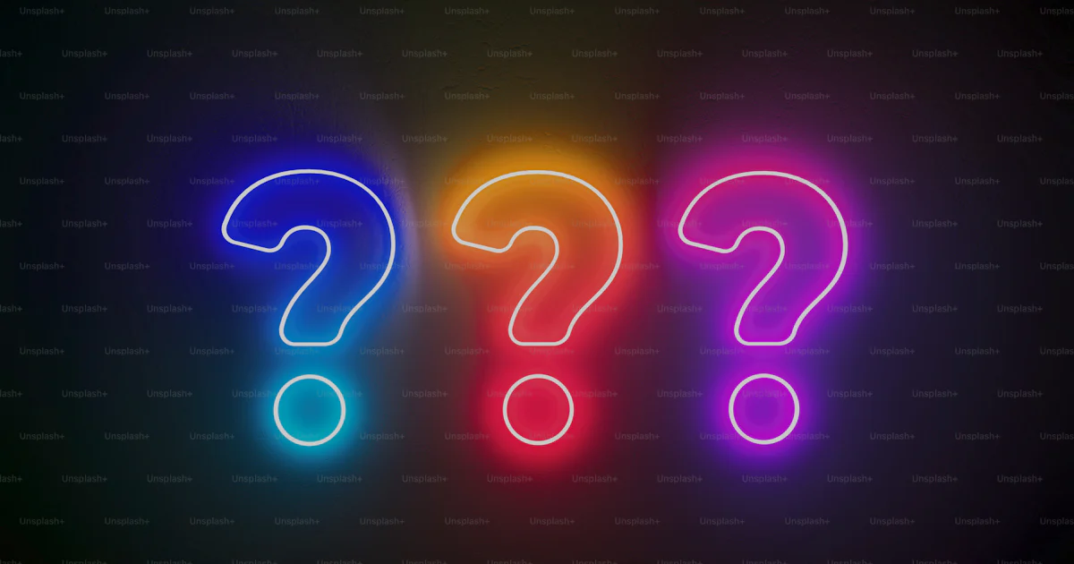 Unsplash Questions A neon sign with a question mark next to it photo – Asking questions ...