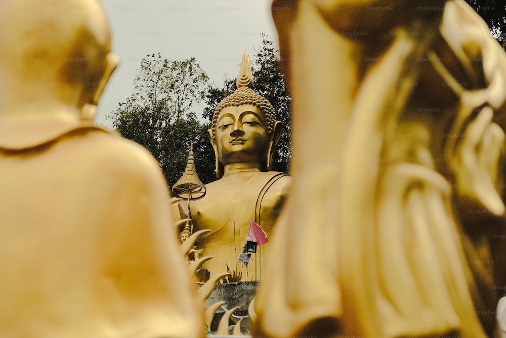 a statue of a buddha in a park