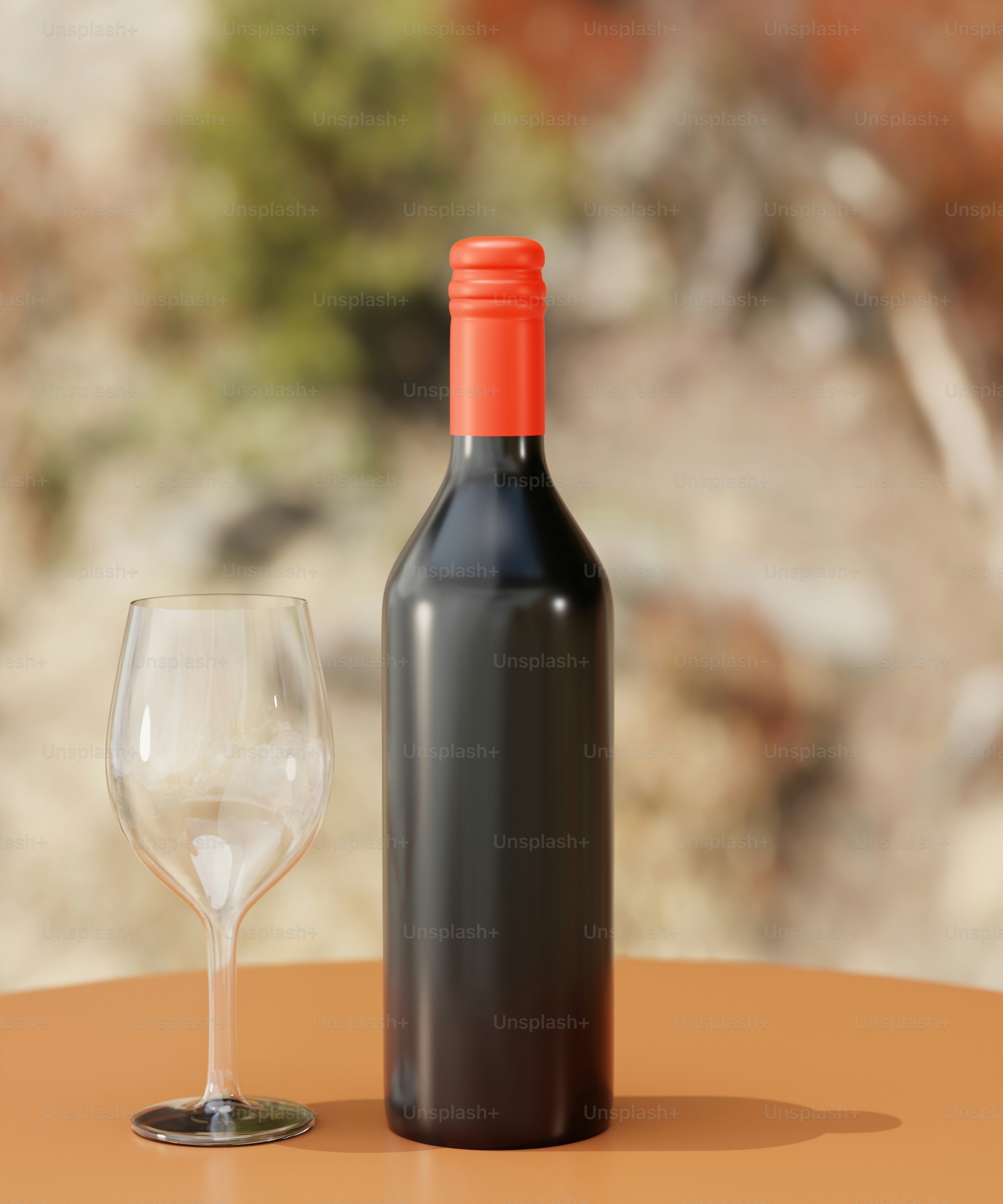 a bottle of wine and a glass on a table