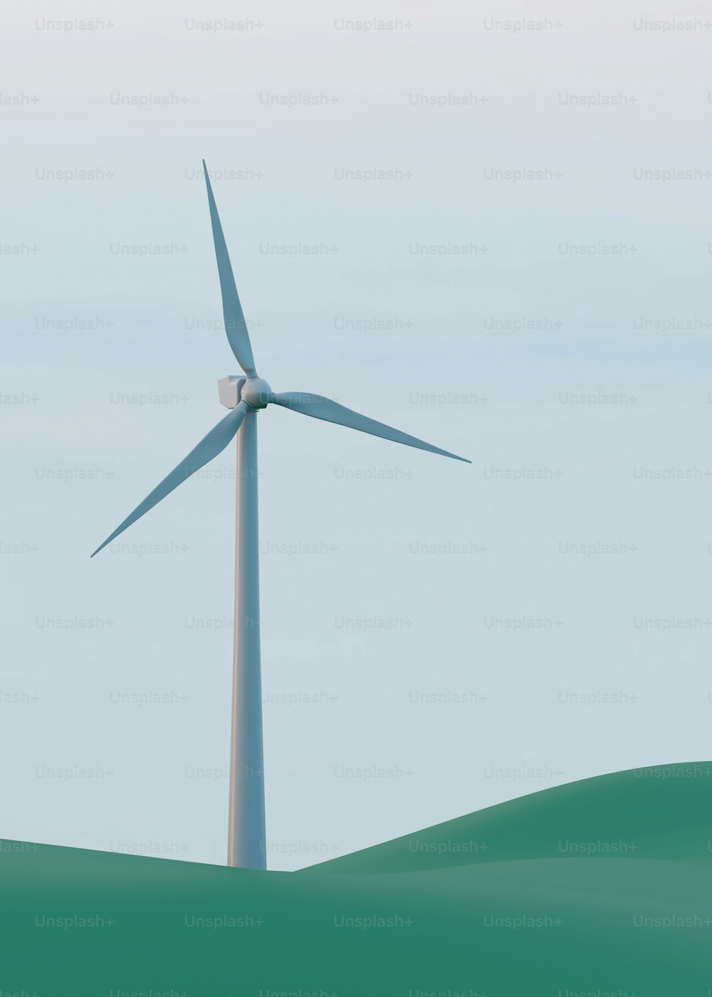 uma turbina eólica no meio de um campo verde
